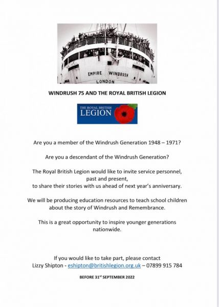 Royal British Legion and Windrush 75